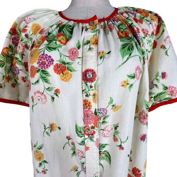 Vintage Models Coat House Coat Size  Floral Snap Front Duster Muumuu Robe - Picture 2 of 6